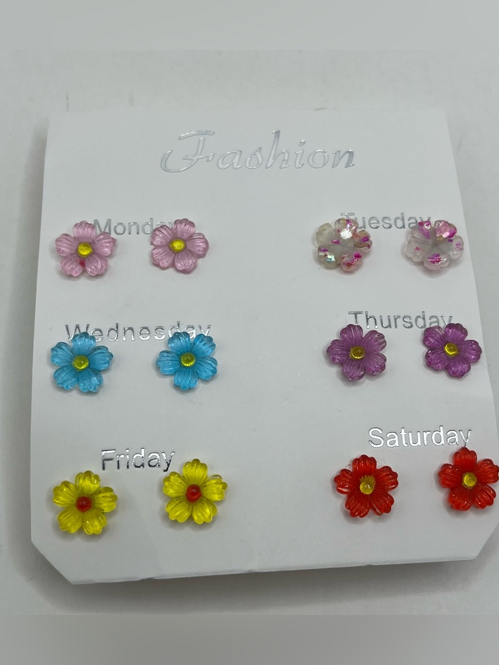 6-Pair Floral Stud Earring Set - Multicolor Flower Studs